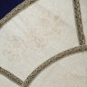 Скатерть круглая серая с серым кружевом и кружевной вышивкой арт. 1нхп-648, d-150