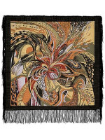 Шерстяной Павлопосадский платок "Тайна джунглей", 89*89 см, арт. 1125-18